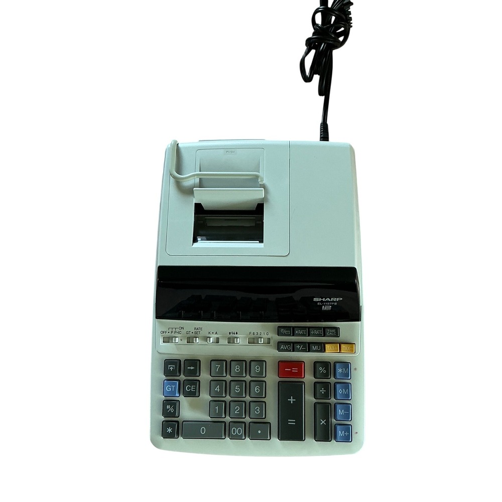 Sharp EL-1197PIII 12 Digit 2 Color Printing Calculator Desktop Business White